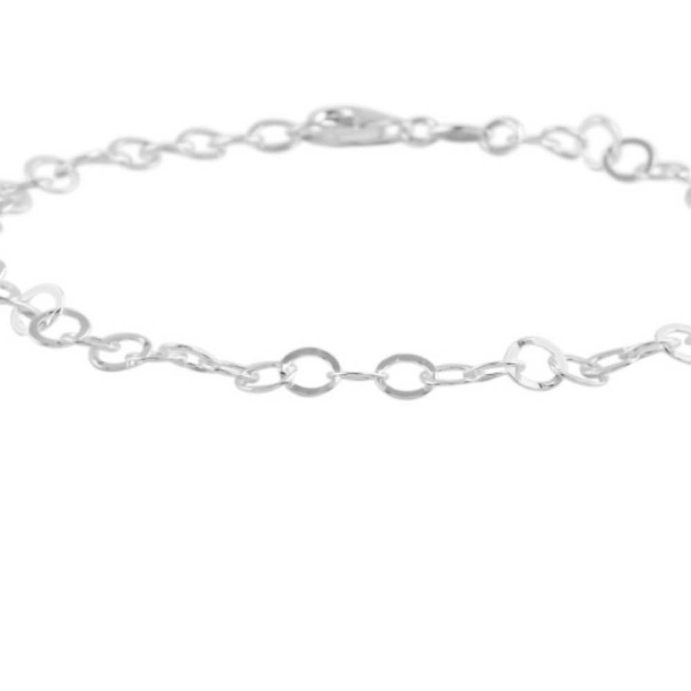 Italian Sterling Silver 6mm Open Circle Rolo Anklet.